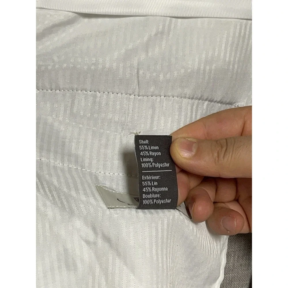 Oak Hill Pants Men 50x33 DXL Linen Rayon Adjustable Waist Hopsack Pleated Cuffs
